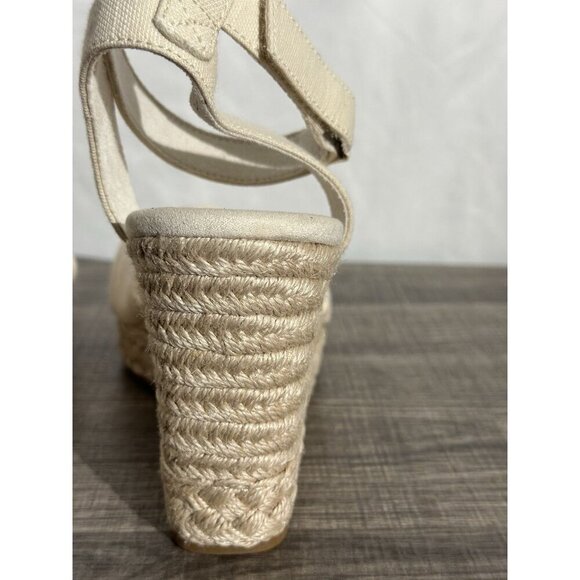 Toms Marisela Wedge Sandals Natural Slubby Woven Size 11 - Picture 6 of 16
